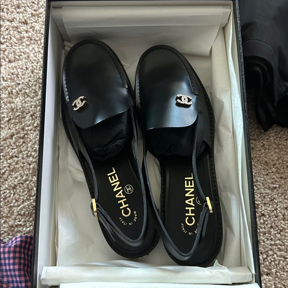 CHANEL Shoes - CHANEL Black Slingback Loafers. 7.5